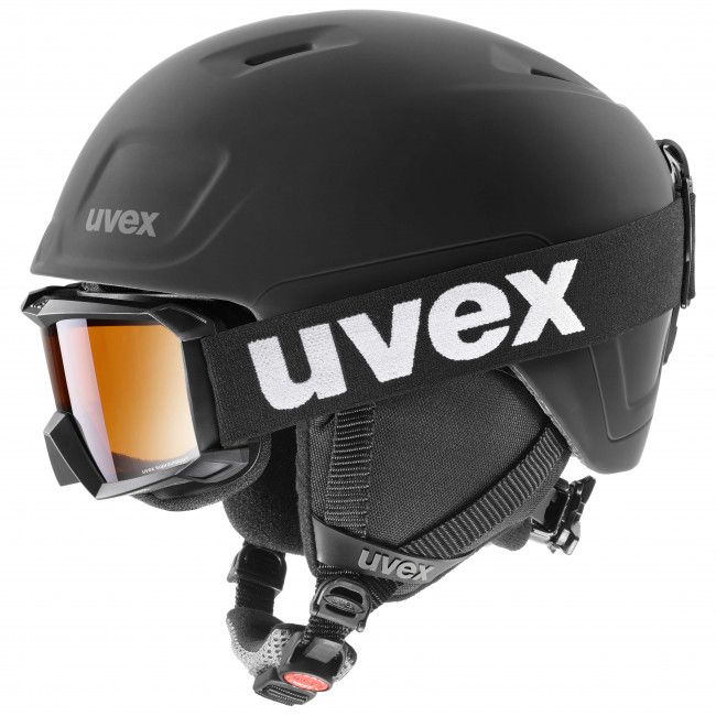 Uvex Heyya Pro Set, skihjelm + skibrille, junior, sort thumbnail