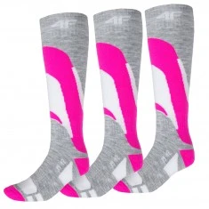 4F Ski Socks, 3 par billige skistrømper, dame, pink