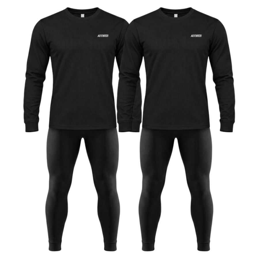 Accezzi Baselayer, skiundertøj, 2 sæt, herre, sort