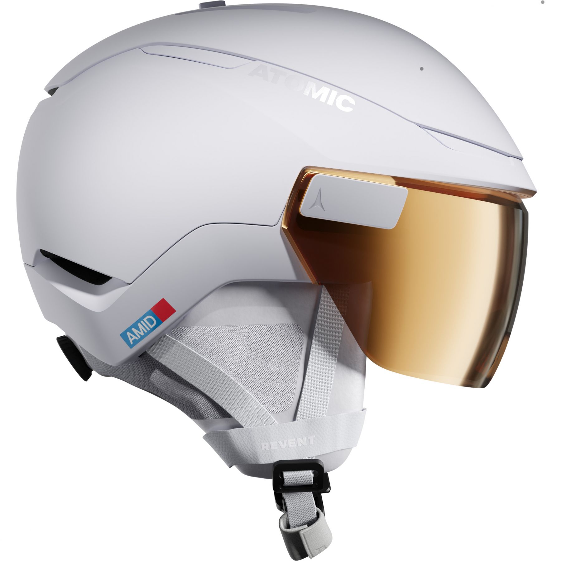 Atomic Revent GT Amid Visor HD Photo, skihjelm med visir, hvid billede