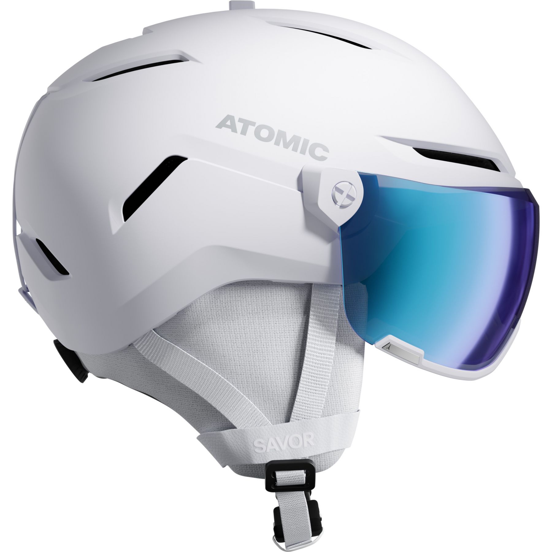 Atomic Savor Visor Stereo, skihjelm med visir, hvid billede