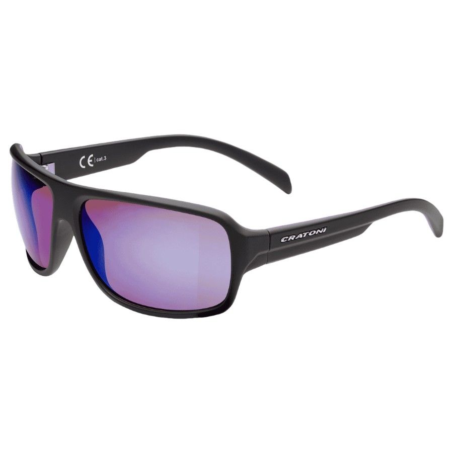 Cratoni C-Ice Color+ Driving Grey-Pink W/ Blue Mirror, solbrille, mat sort billede