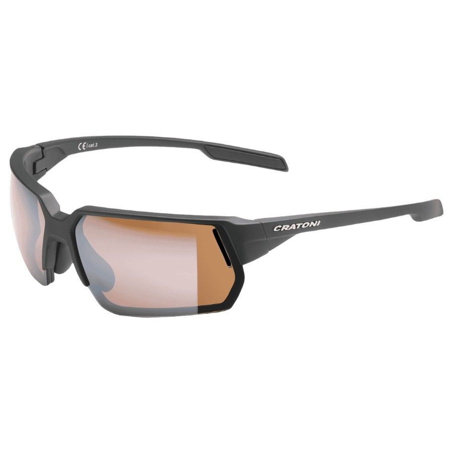Cratoni C-Lite Color+ Sport Amber W/ Silver Mirror, solbrille, mat sort billede