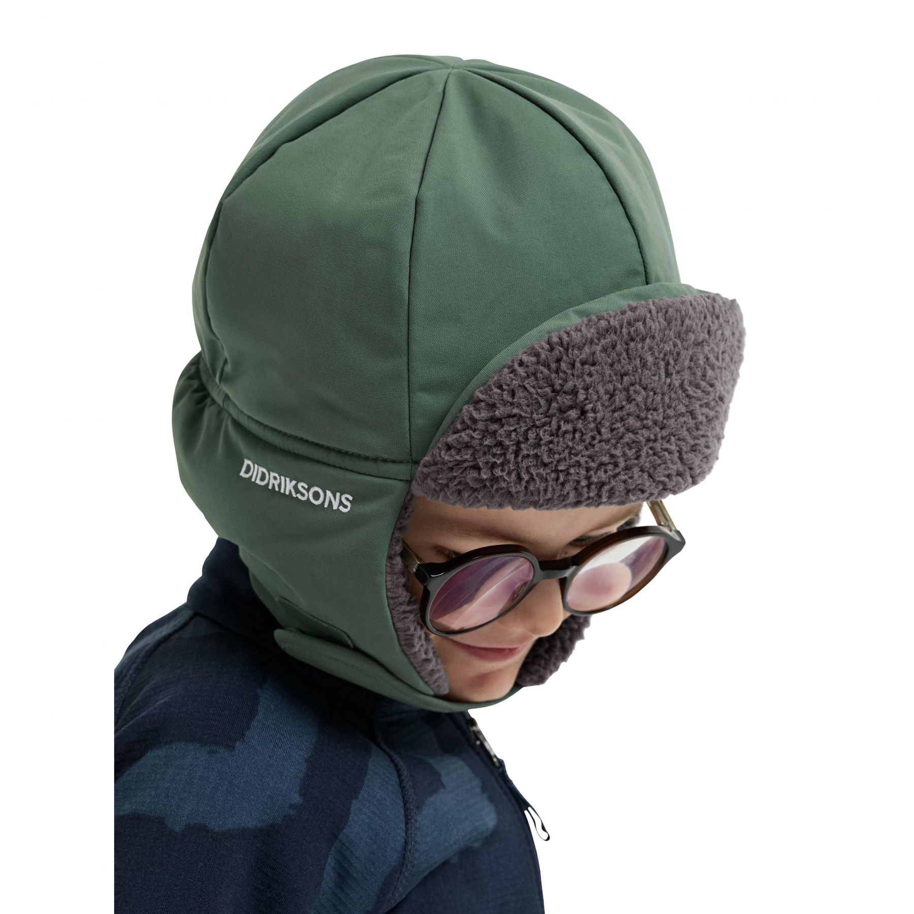 Didriksons Biggles cap 7, hue, børn, mørkegrøn billede