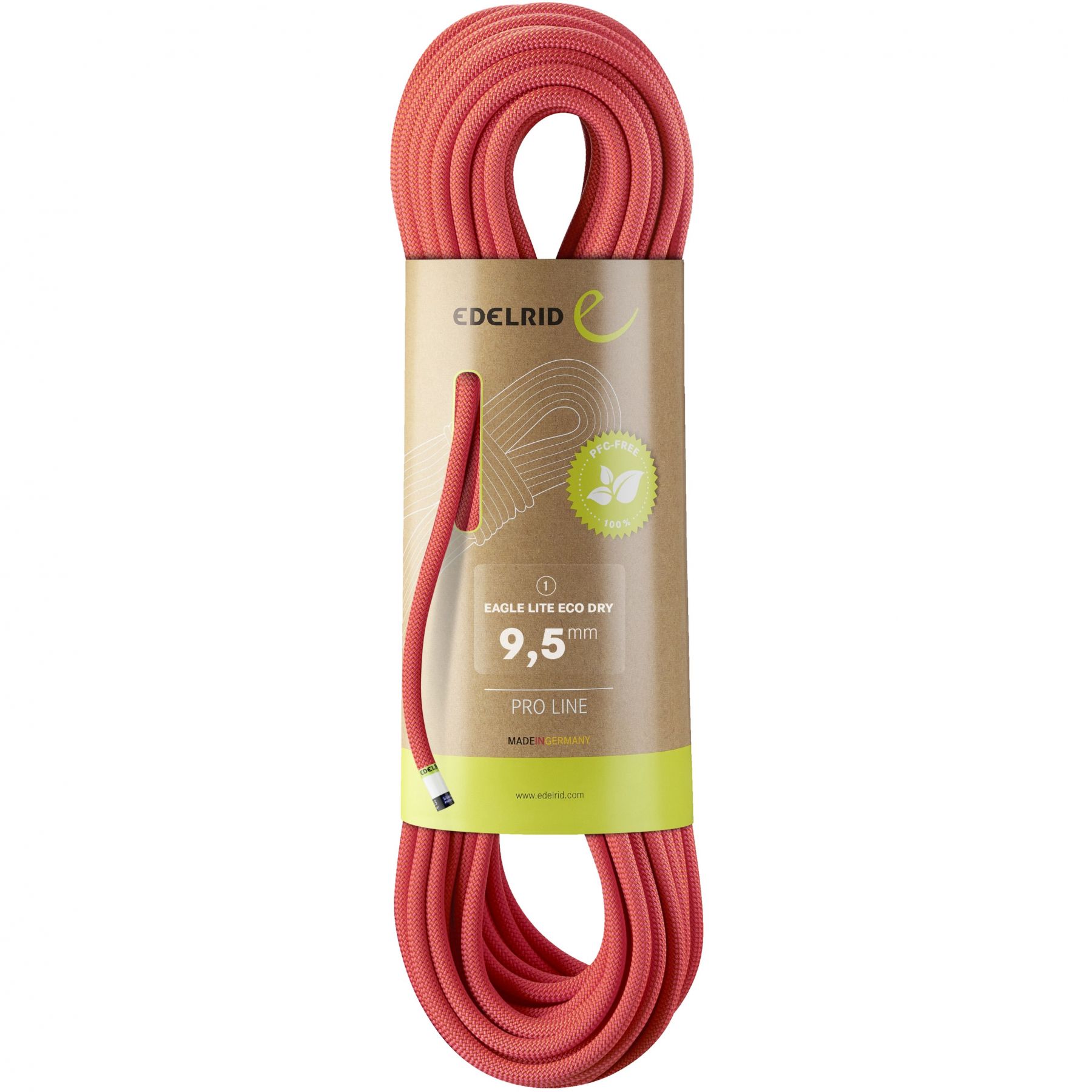 Edelrid Eagle Lite Eco Dry 9,5mm, klatretov, neon coral billede