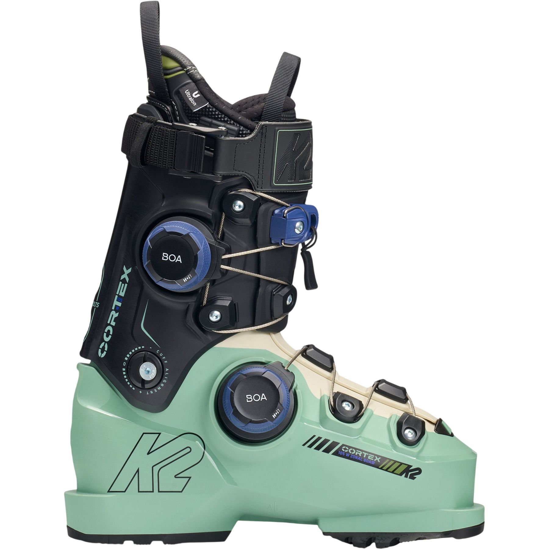 K2 Cortex Zonal 105 BOA, skistøvler, dame, sort/lyseblå