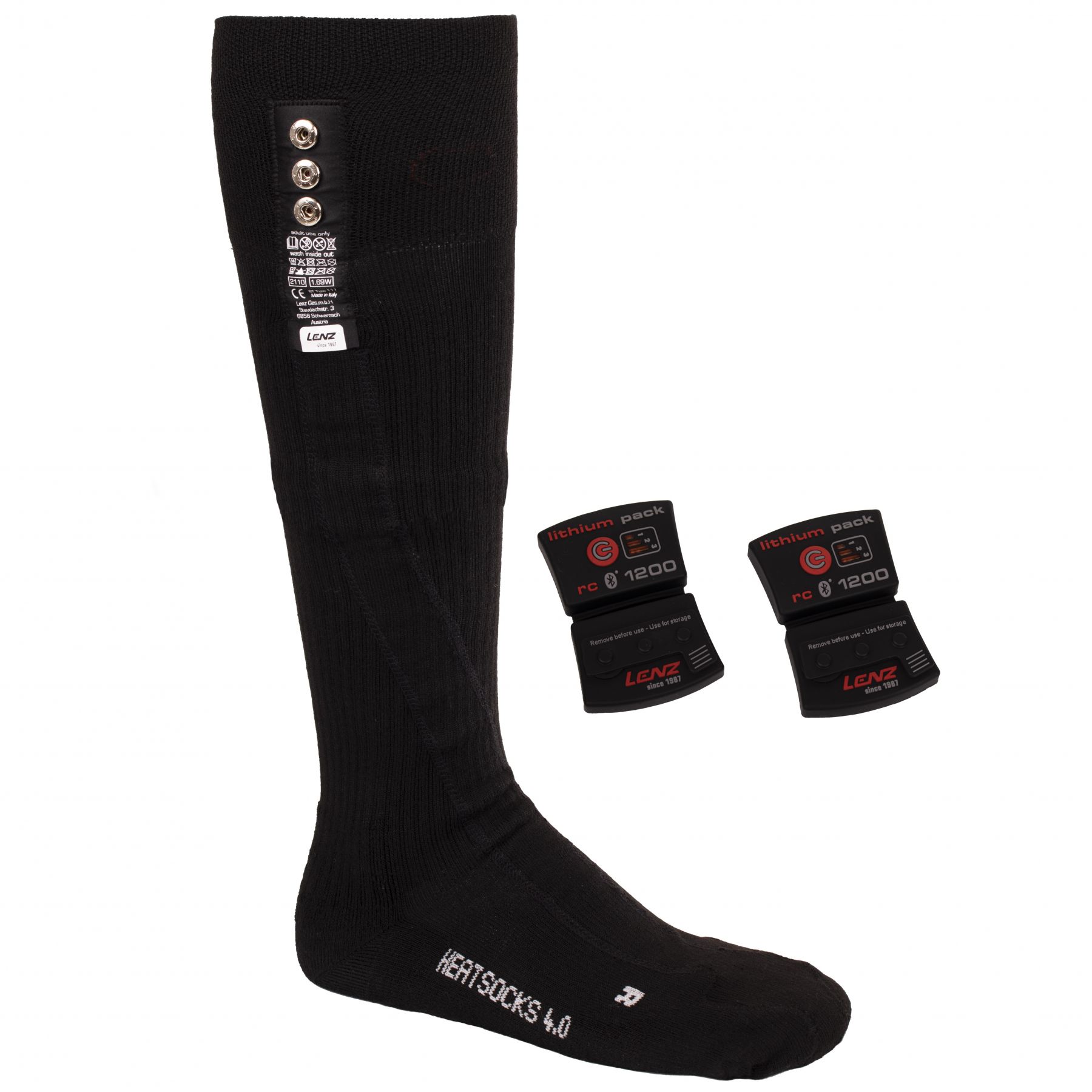 Lenz Heat Sock 4.0 + Lithium Pack, black billede