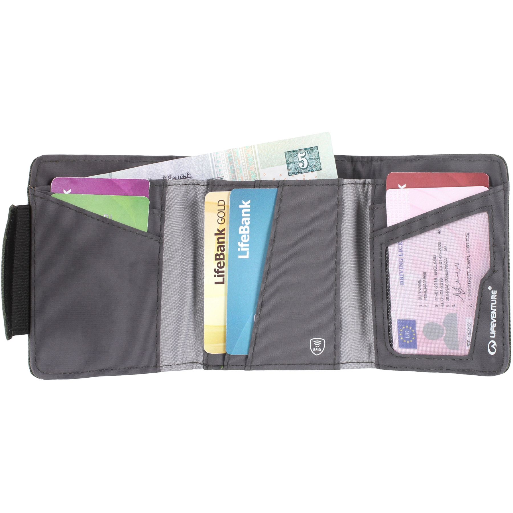 Lifeventure RFID Wallet i genanvendte materialer, grå billede