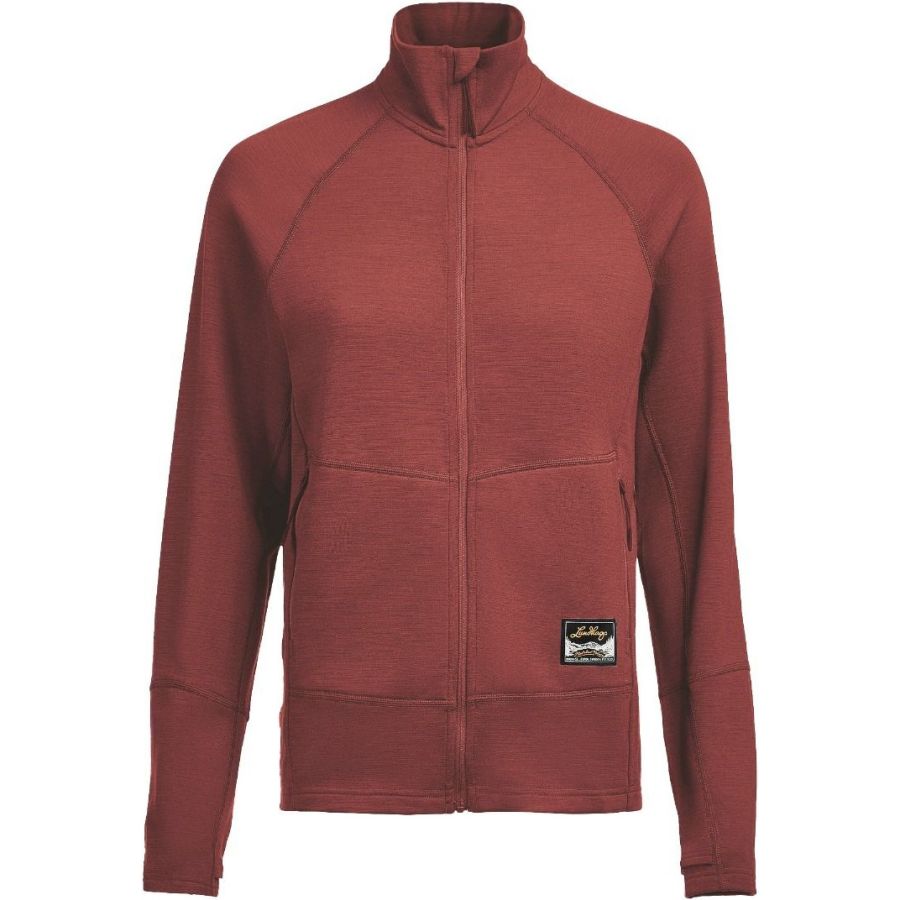 Lundhags Tived Merino Full Zip W, mellemlag, sort, rød