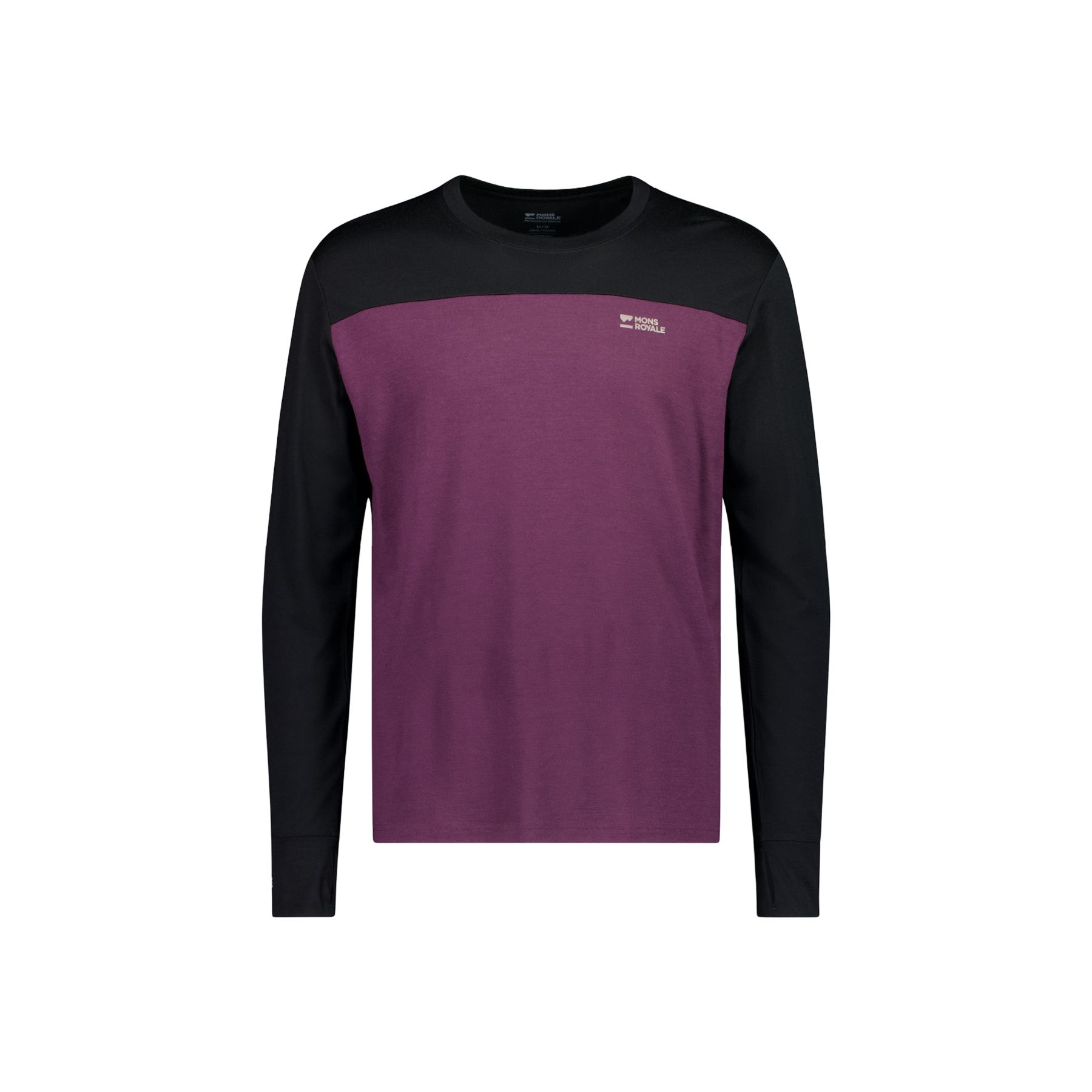 Mons Royale Yotei Merino Long Sleeve, skiundertrøje, herre, lilla/sort