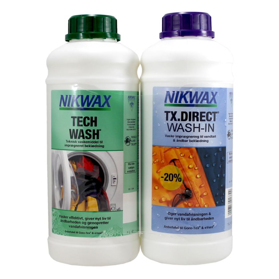 Se Nikwax Twinpack Tech Wash/tx-direct - Neutral - Str. 2 l - Imprægnering hos Skisport.dk