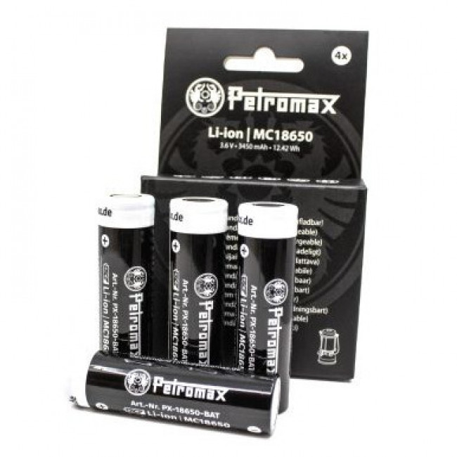 Petromax Rechargeable LI-ION Batteries 18650 3.6 V, 3450 MAH Pack Of 4, Batterier billede