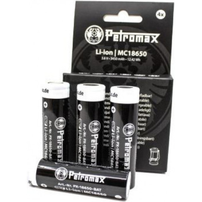 Petromax Rechargeable LI-ION Batteries 18650 3.6 V, 3450 MAH Pack Of 4, Batterier