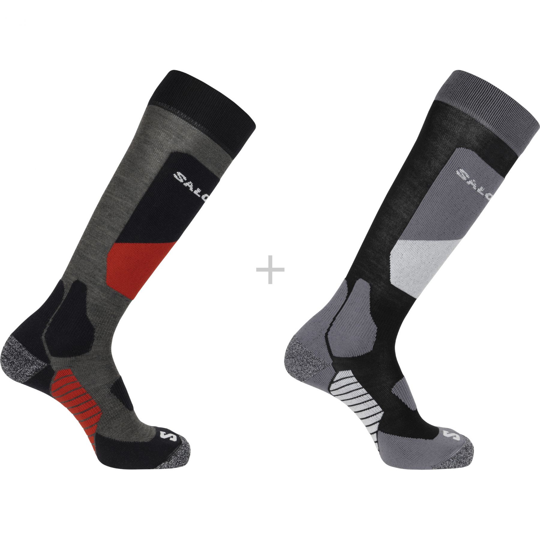 Salomon S/Access, skistrømper, 2-pak, sort/mørkegrå billede