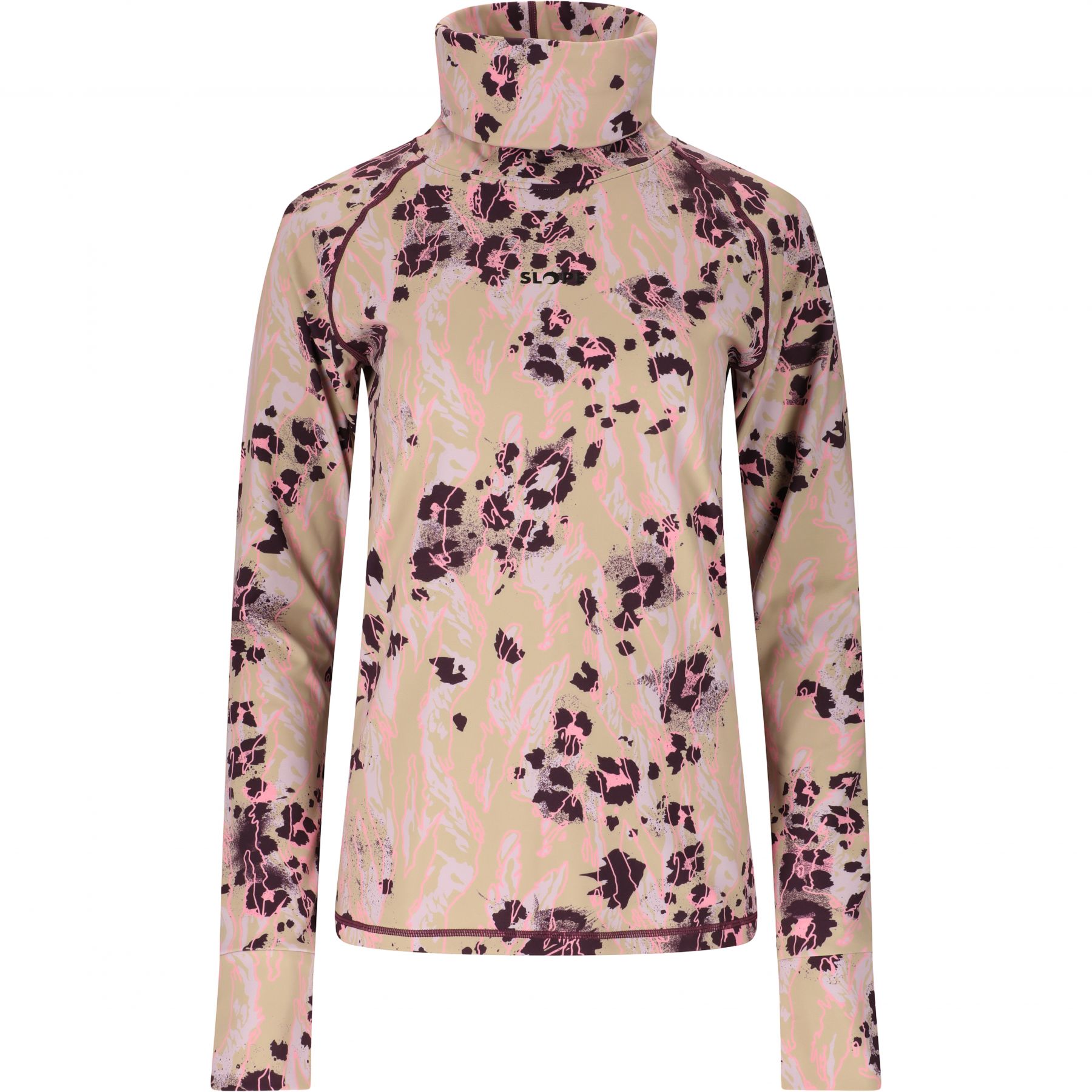 SLOPE Nyland AOP high neck midlayer, dame, feather gray billede